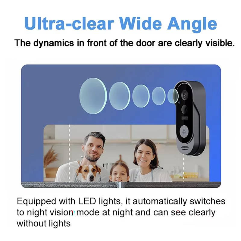 Wireless Smart Video Doorbell — No Subscription Needed, HD Camera for Clear, Real-Time Alerts